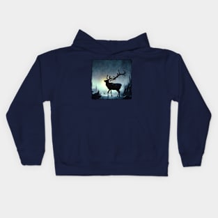 Winter Reindeer - Fantasy - Christmas snow scene Kids Hoodie